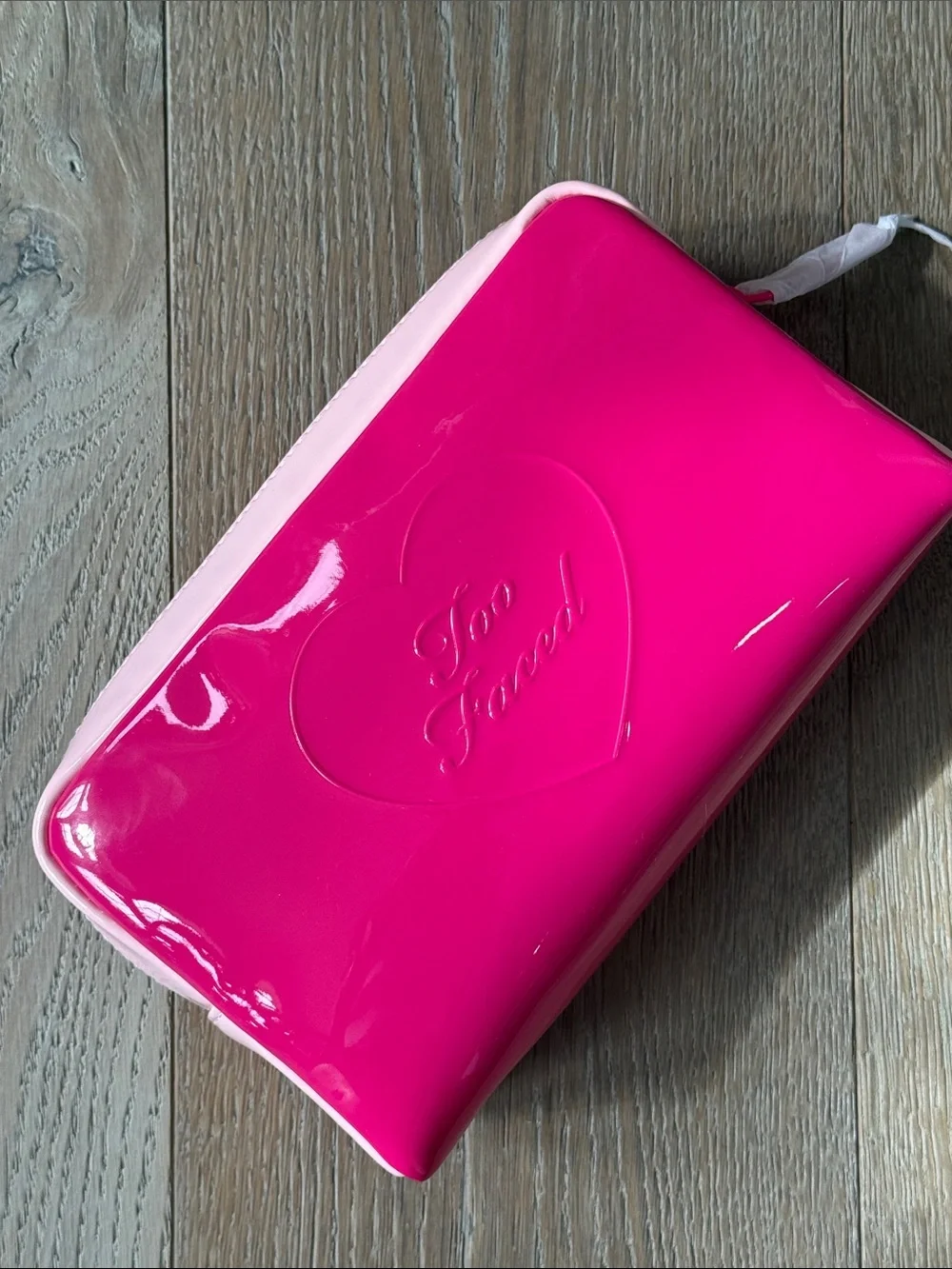 Too Faced Hot Pink Patent Full Zip Cosmetic Makeup Bag Pouch Case & Lip 👄 Sample